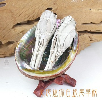 火炬迷你白鼠尾草杖(長約4吋) 強力淨化 白色鼠尾草 美國進口 香草專賣 能量  ( White Sage)??聖哲曼??