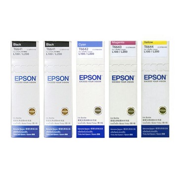 滿額現折180★EPSON T6641*2/ T6642/T6643/T6644原廠墨水(5瓶一組) 2黑+3彩  L355/L120/L121/L455/L365/L555/L350/L360/L1300/L565/L220/L550/L300/L310/L380/L385/L605/L1455