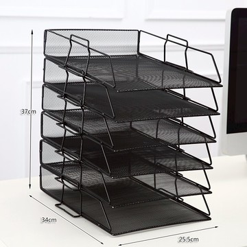 文件收納架 豎式金屬文件架鐵質多層文件夾收納盒辦公室桌面文具收納置物架檔案資料架辦公用品學生用書架簡易桌上文件框【xy1246】