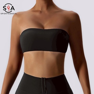 【Sportsangel】加墊運動内衣無肩帶跑步集中爆乳防滑内衣裸感抹胸健身瑜伽上衣跑步運動內衣防走光內搭