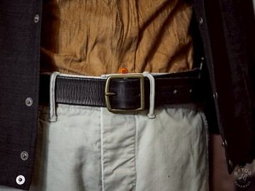 Vintage Style Leather Belt-黑色舊化皮革腰帶