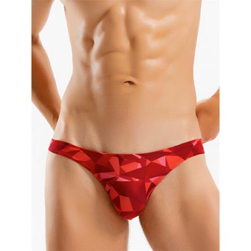深紅寶石超低腰窄邊男泳褲三角半包臀丁字比基尼性感緊身騷氣辣華