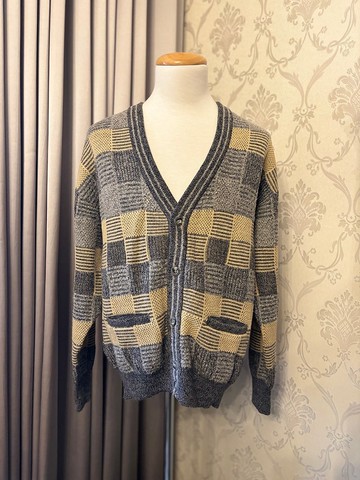 羊駝毛混開襟雙口袋古著毛衣日本製