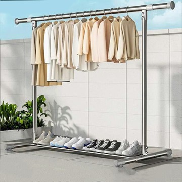 【免運】落地式陽臺不銹鋼晾衣架 可伸縮掛衣架 臥室簡約衣帽架子