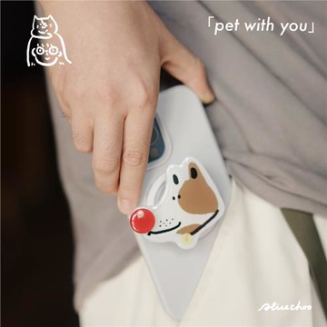 愛膩絲原創旋轉寵物手機氣囊支架粘貼磁吸magsafe紅鼻子狗狗創意