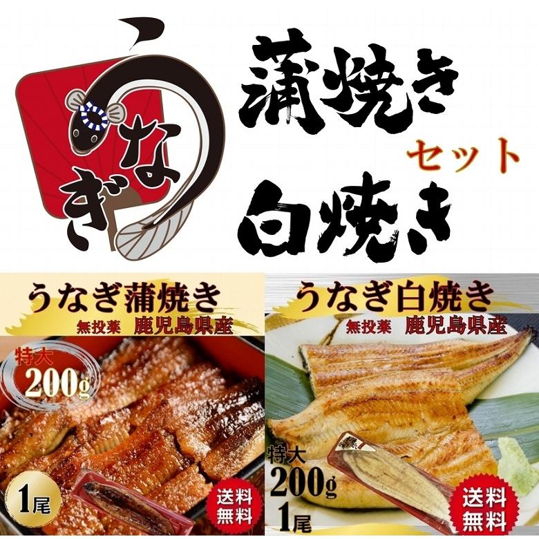 敬老の日 ウナギ うなぎ 蒲焼き 白焼きセット うなぎ蒲焼 鰻白焼き  国産 白焼き 各200ｇ １尾 合計2尾 特大 敬老の日 丑の日