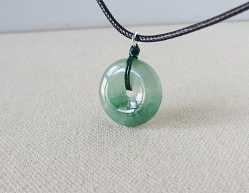 【金剛結】本命年【平安如意】冰飄花翡翠韓國蠟線項鍊*Hev13招財