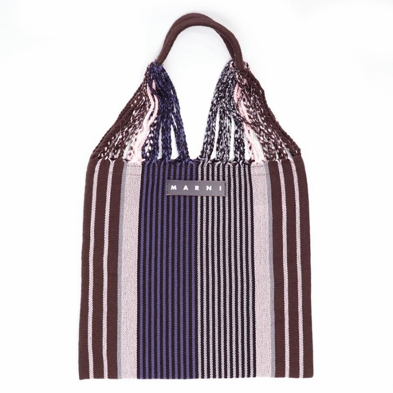 MARNI FLOWER CAFE ハンモックバッグ トートバッグ ストライプ マルニフラワーカフェ ハンモックバッグ ストライプ ブルー