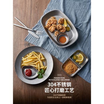 美式干碟復古不銹鋼醬料碟多格味碟番茄蘸醬碟子小吃碟分格小料碟