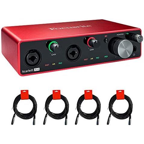 Focusrite Scarlett 4i4 USBオーディオ MIDIインターフェース (第3世代) 4xXLR-XLRケーブル付き