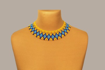 藍黃色串珠項鍊 - 女性飾品