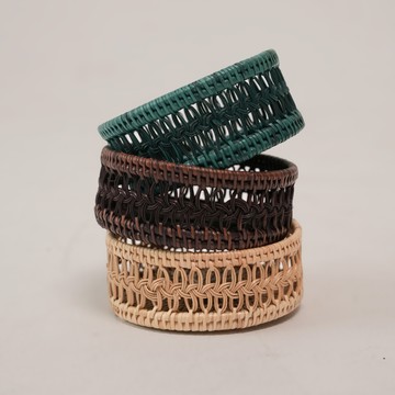 荷蘭設計 Manava  Pataga 藤編小圓盤 三色 - 深藍色