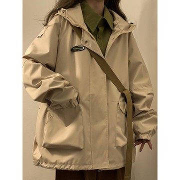 沖鋒衣外套女春秋新款歐貨復古高級感ulzzang防水美式工裝夾克潮