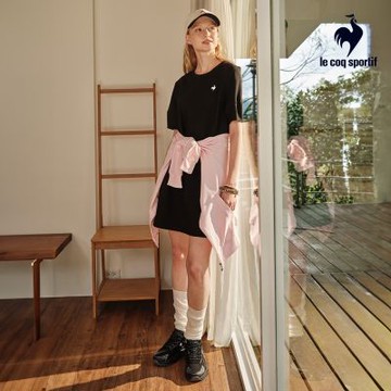 法國公雞 法式修身短袖連身裙 女款 黑色 LWX22222