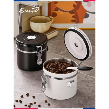 捷安璽咖啡豆保存罐密封罐單向排氣咖啡粉儲存罐儲豆收納罐養豆罐
