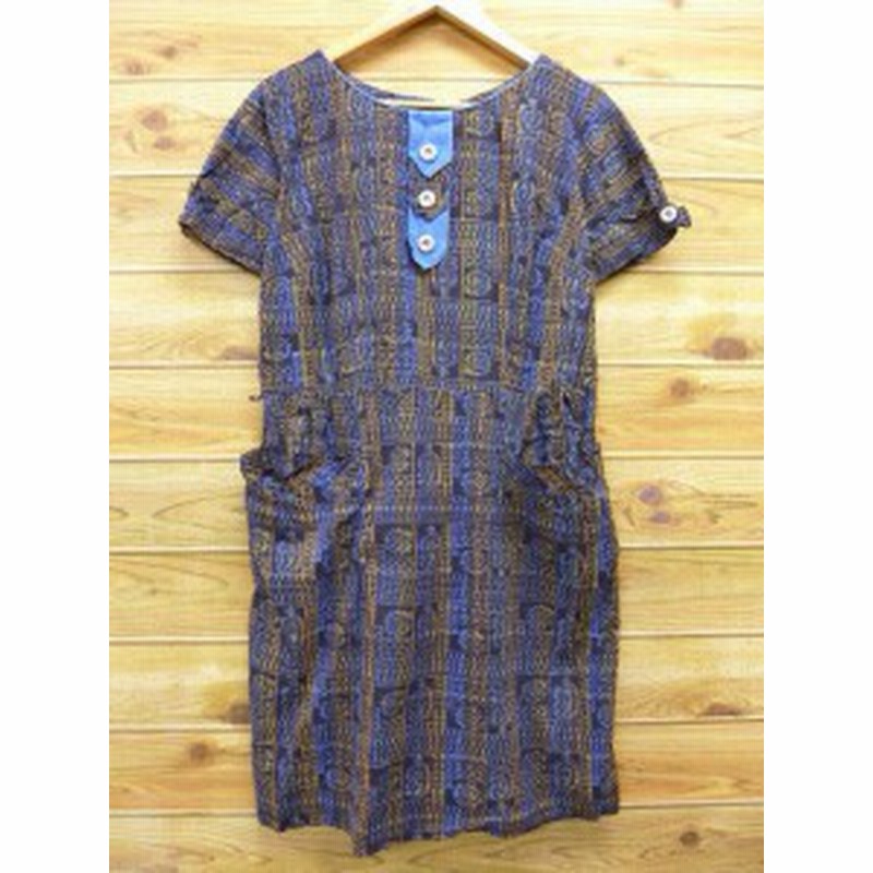 古着 半袖 ワンピース 70年代 紺系 通販 Lineポイント最大1 0 Get Lineショッピング