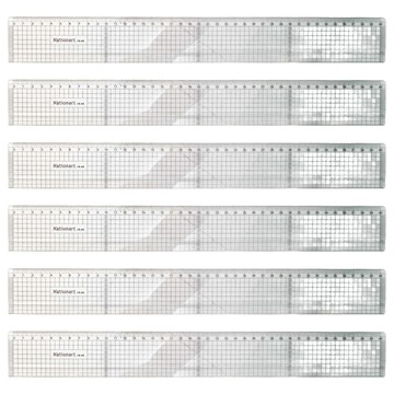 Nationart 勾引切割直尺 T05-CR40 長 40cm x 寬 5cm  透明色 + 黑色刻度  6個