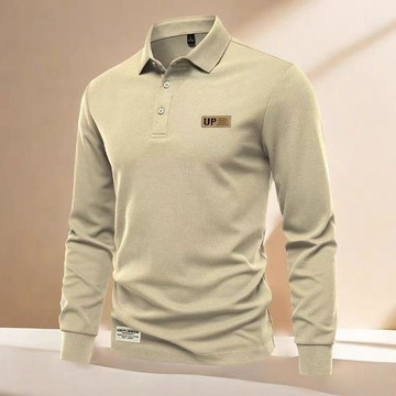 秋季新款長袖t恤POLO衫男士刺繡休閒打底衫寬鬆大碼百搭翻領上衣 8N