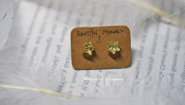 純手工製作高品質水晶星星銀耳釘