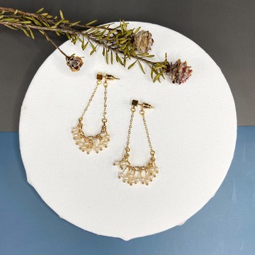 天然淡水珍珠14KGF耳環 白色珍珠 迷你珍珠 母親節禮物 改耳夾