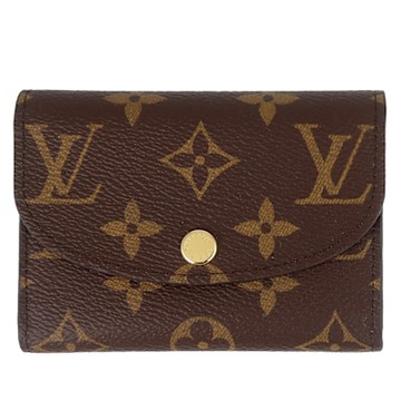 LV M62361 Monogram LV老花押扣粉裡名片夾/零錢包