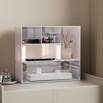 床頭收納盒收納化妝品桌面護膚品口紅置物架梳妝臺防塵大容量 z8092