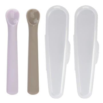 Dailylike BonBon 寶寶副食品湯匙組  薰衣草紫色 + 可可色  1組