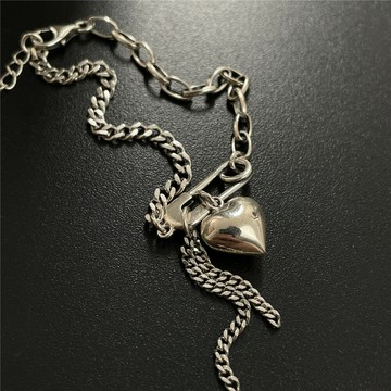 4.19上新福利小寶925純銀獨特愛心別針拼接手鏈女ins小眾設計輕奢