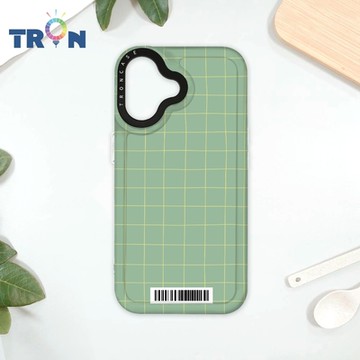 TRON iPhone 16 手繪簡約方格紋B款 防摔太空載具殼 透白 軟硬 手機殼