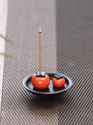 香插柿柿如意實木香道套裝家用室內中式線香爐禪意香插創意香禮 雙11全館免運