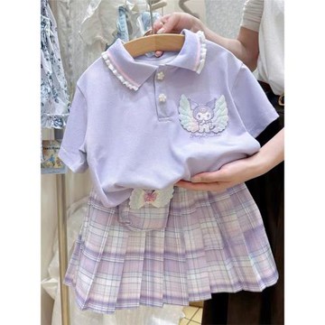 女童JK裙子夏裝2025新款學院風兒童短袖套裝洋氣寶寶庫洛米連衣裙