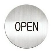 [Deflect-o]高質感鋁質圓形貼牌-英文“營業/#611110C中“指示