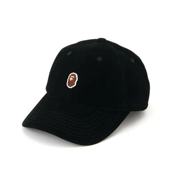 BAPE 經典刺繡猿人頭標誌 天鵝絨 老帽 帽子 黑 1L80180005-BK [台灣現貨]