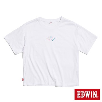 EDWIN 女裝 彩色印花寬版短袖T恤 (白色)