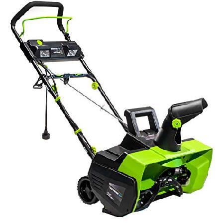 Earthwise SN71022 22" 14-Amp Electric Corded Snow Thrower with LED Lights, Green Black