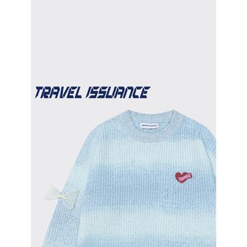TRAVEL ISSUANCE 運氣旺起來 甜美風漸變條紋寬松慵懶針織衫毛衣
