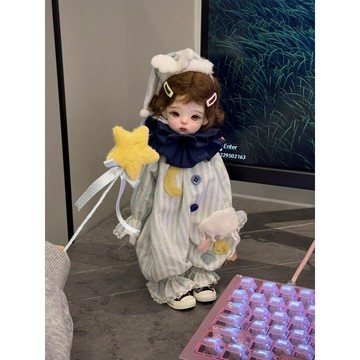 新款可愛月亮條紋bjd娃娃睡衣普六連體服可愛玩偶衣服睡衣娃衣生日禮物 禮物