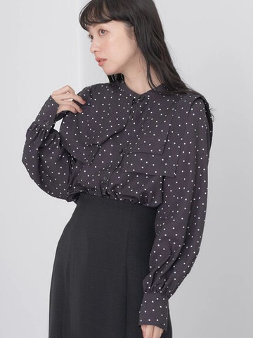 2WAY領可拆設計蓬袖剪裁襯衫(1M33L0A0100) - earth music&ecology