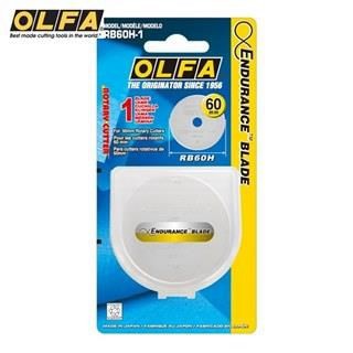 OLFA 【南紡購物中心】 超耐久鎢鋼刀片拼布刀用圓形刀片RB60H-1(60mm圓形替刃)適RTY-3/G/NS/DX滾輪式圓型刀片