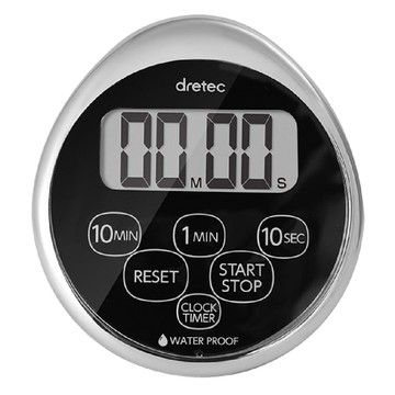 DRETEC 日本防水滴蛋型時鐘計時器-6按鍵-銀黑色 (T-565CRSP)