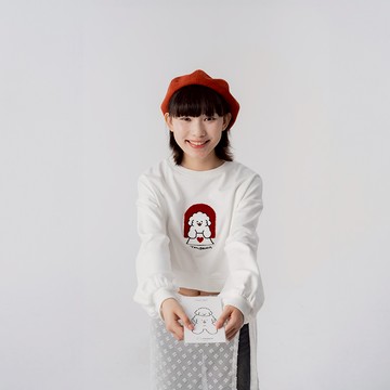 Tombonia 狗狗情書刺繡短版上衣 兩色售