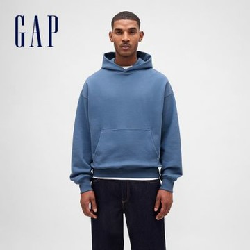 【GAP】男女同款|素色帽T-藍色(821270)
