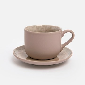 查莉陶瓷杯碟組150mL 渲紋淺棕