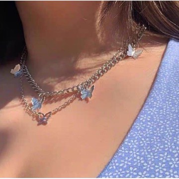 2天到貨🌈歐美風蝴蝶項鍊頸鍊韓系仙女INS冷淡風不銹鋼合金材質氣質簡約百搭鎖骨項鍊陷阱風情侶項鍊男女款中性通用配件裝飾
