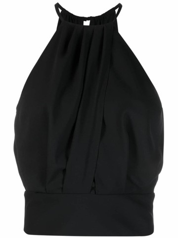 PINKO - pleat-detail halterneck top - women - Polyester - 44 - Black