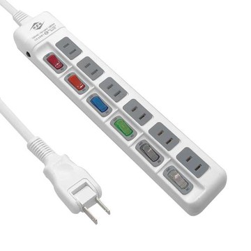 【威電】CK-2661-9 2孔6開6座 防塵滑蓋 延長線 9尺/2.7M(180度任轉插頭 過載斷電)