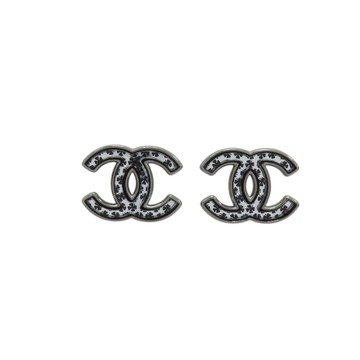 【二手名牌BRAND OFF】CHANEL 香奈兒 銀色 合金 CC LOGO 四葉草印花 耳環