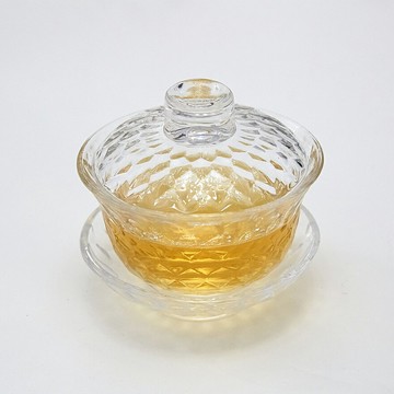 耐熱透明水晶玻璃錘目紋蓋碗茶備功夫茶具泡茶碗三才碗敬茶壺茶杯