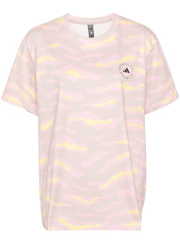 adidas by Stella McCartney - graphic-print organic cotton T-shirt - women - Organic Cotton - XS - Pink