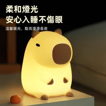 水豚小夜燈 小夜燈擺件 小禮物 豚鼠硅膠創意禮物 擺件 氛圍燈 夜燈 豚鼠燈 臥室燈 床頭燈